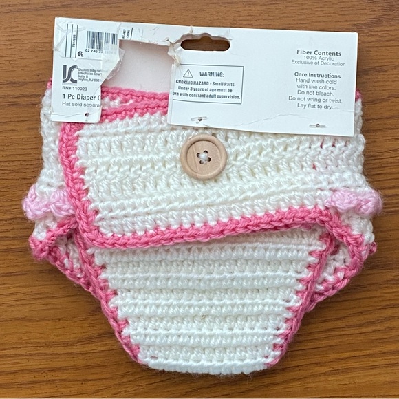 Diaper Cover size 0 6 months New NWT baby Girls boutique Pink white Crocheted - Picture 8 of 12